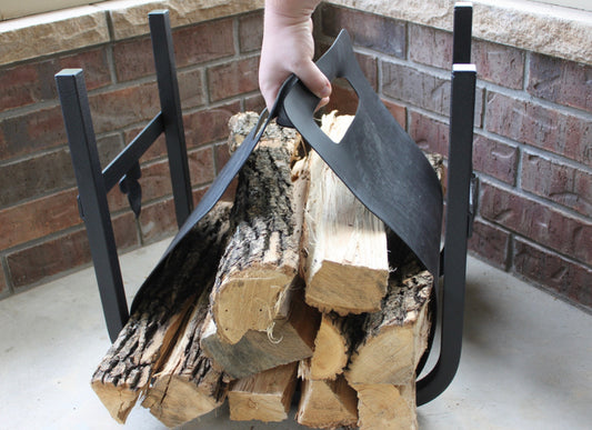 HOMCOM 16 2-Tier Firewood Log Rack with 4 Tools, Fireplace Wood Storage Holder with Shovel, Broom, Poker, Tongs and Hooks
